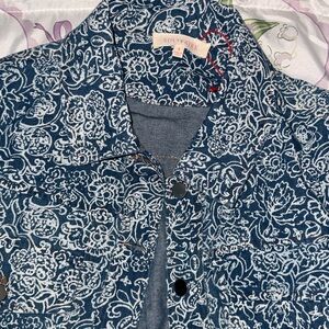 Solitaire Navy Floral Jean Jacket